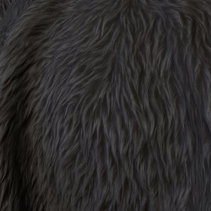 Black cow fur on curved geometry.